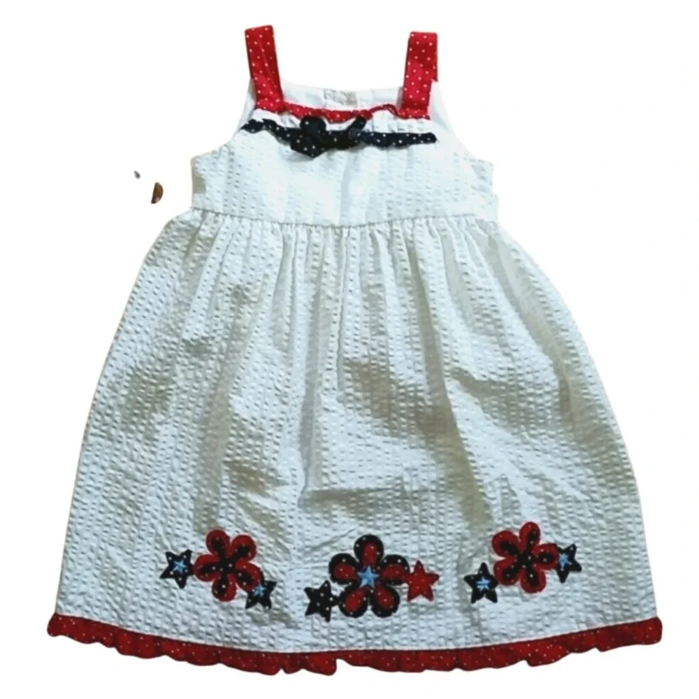 Sophie Rose White Seersucker Floral Sleeveless Dress Size 4T